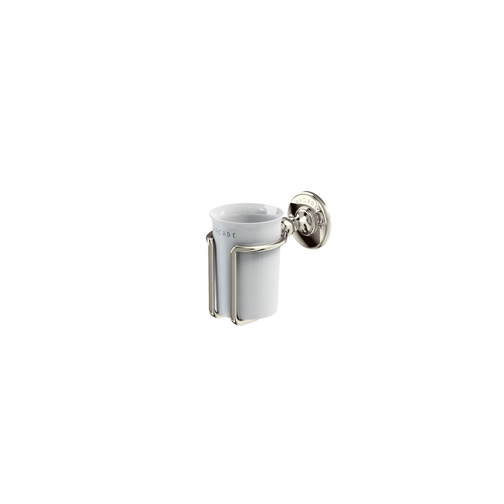 Arcade Wall-mounted china mug & holder - nickel